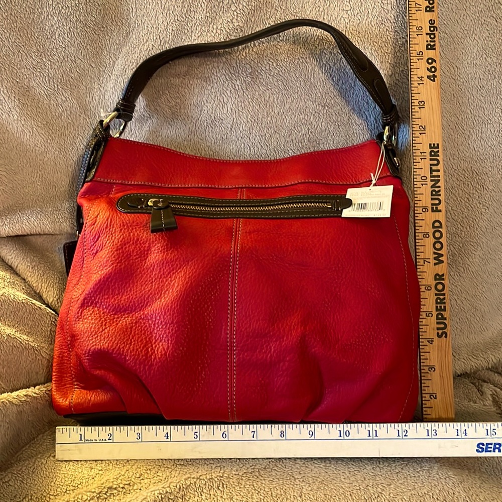 NWT Liz Claiborne red and black leather hobo bag!